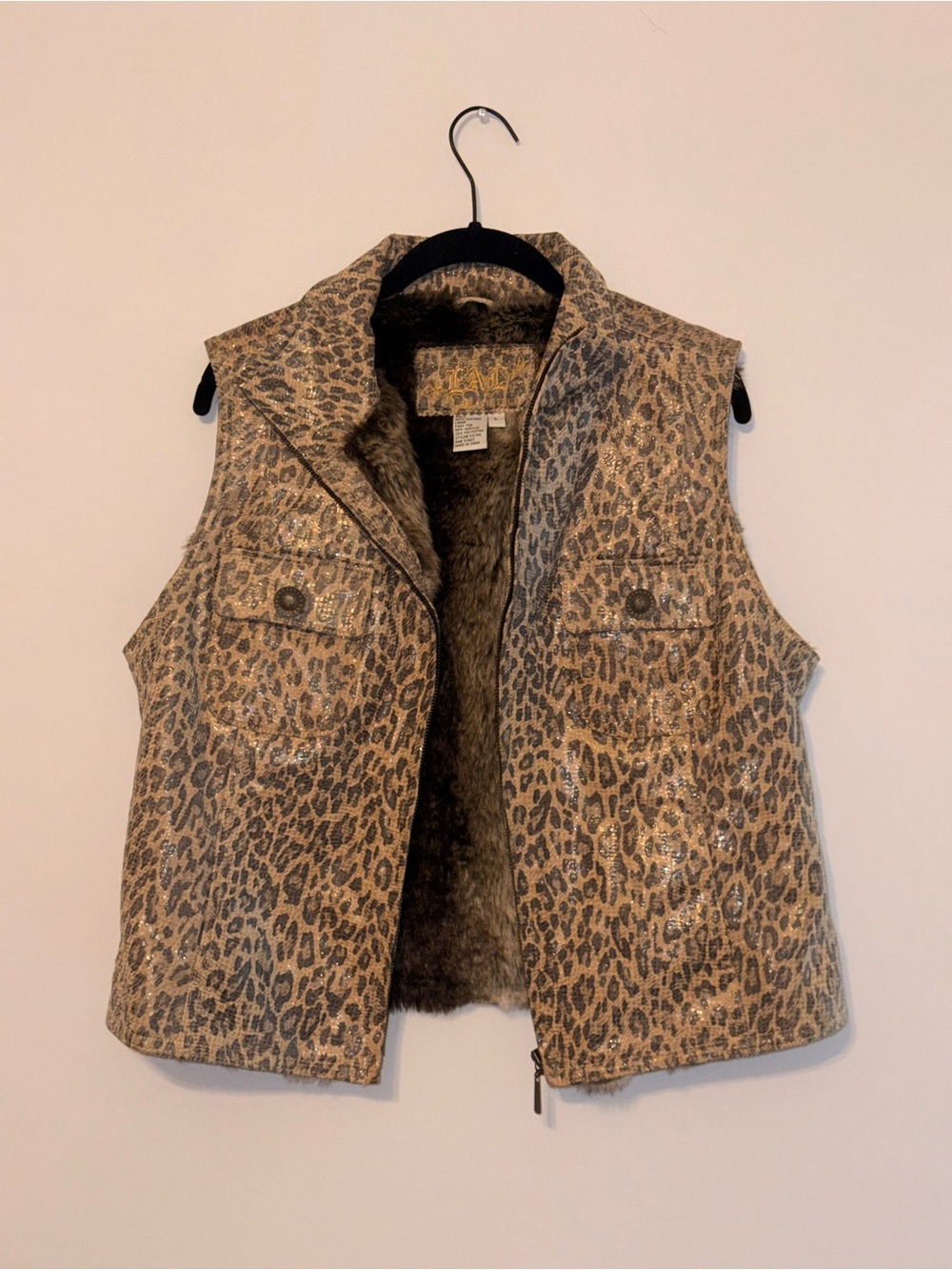 Live a Little Leopard Print Faux-Fur Lined Vest - Brown